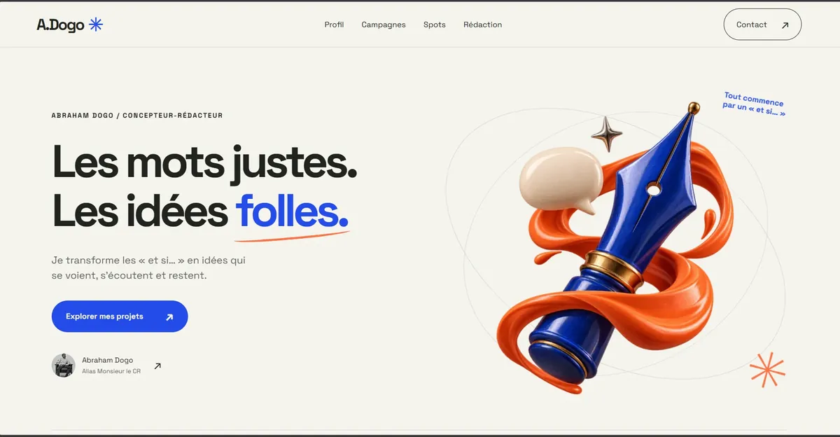 Portfolio d’Abraham Dogo conçu par ELIEL POSTER