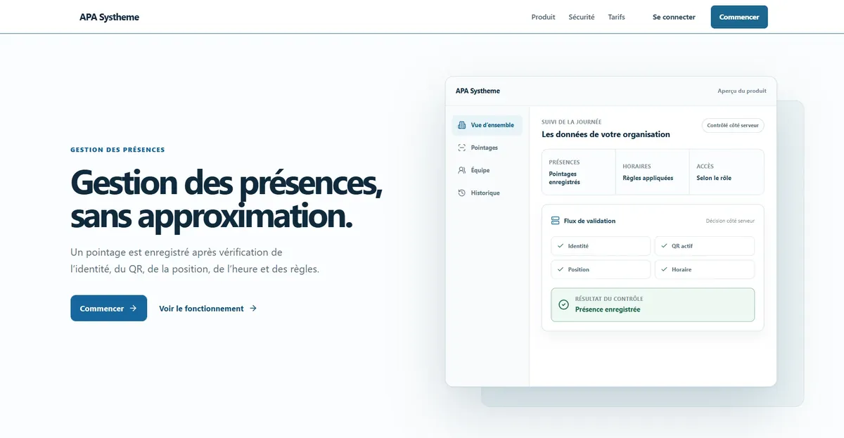 Site APA Systheme conçu par ELIEL POSTER